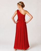 Red Chiffon A-line Junior Bridesmaid Dress Back View