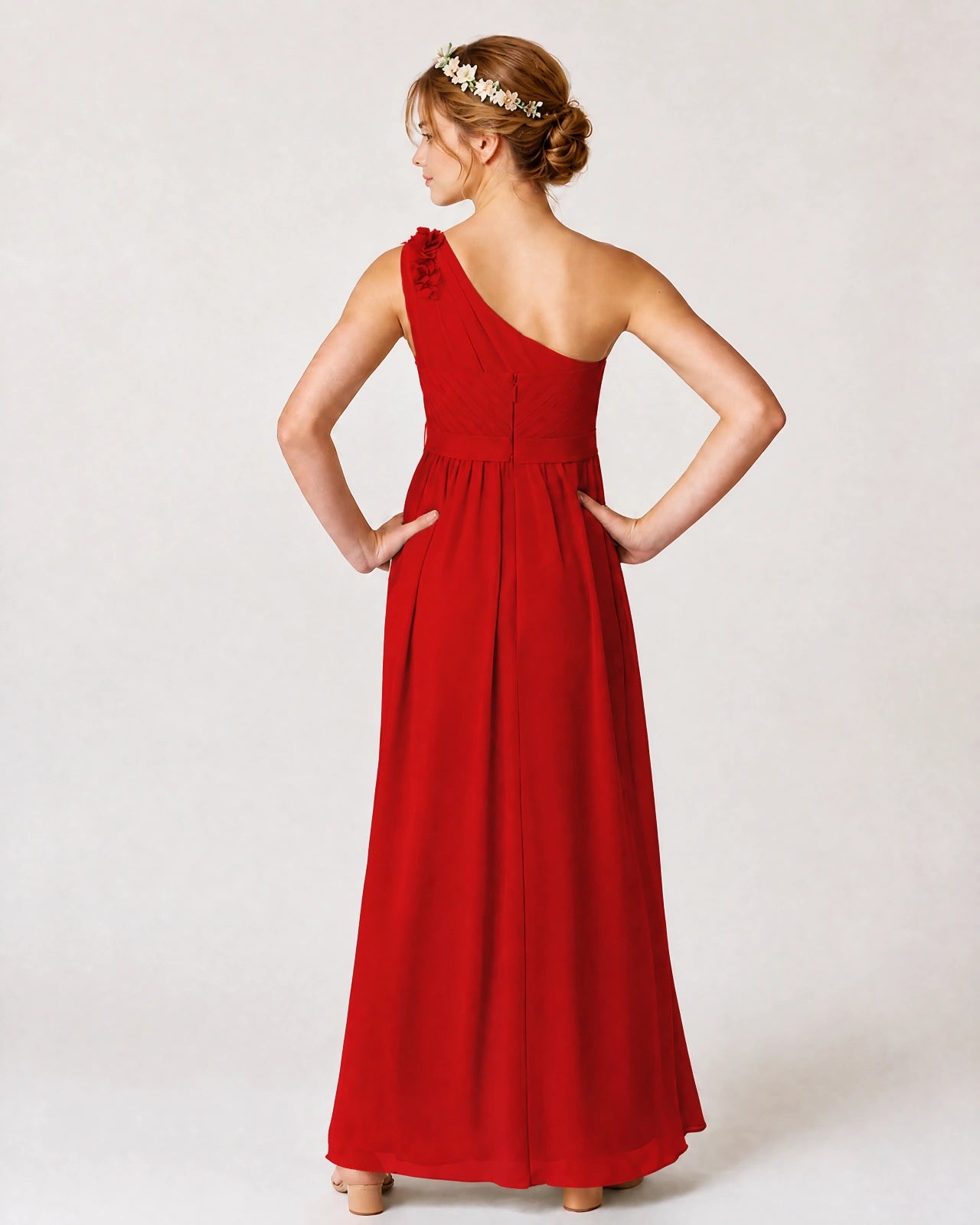 Red Chiffon Junior Bridesmaid Dress