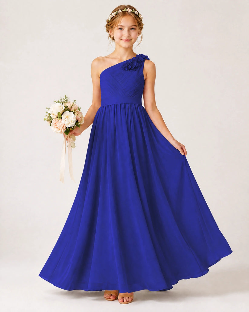 Royal Blue Chiffon A-line Junior Bridesmaid Dress Front View