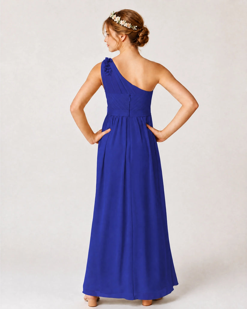Royal Blue Chiffon A-line Junior Bridesmaid Dress Back View