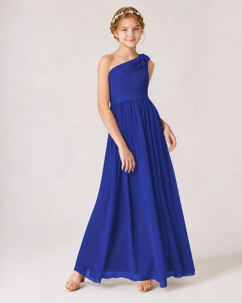 Royal Blue Chiffon A-line Junior Bridesmaid Dress Front View