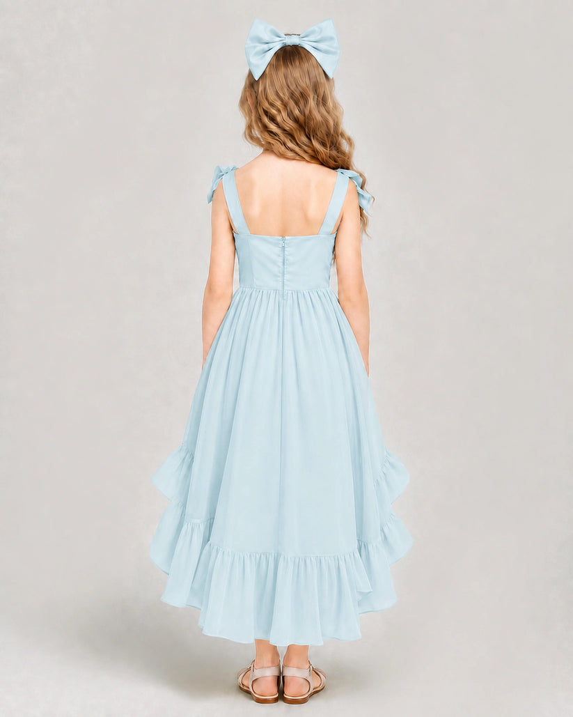 Baby Blue Chiffon A-line Girls Formal Dress Back View