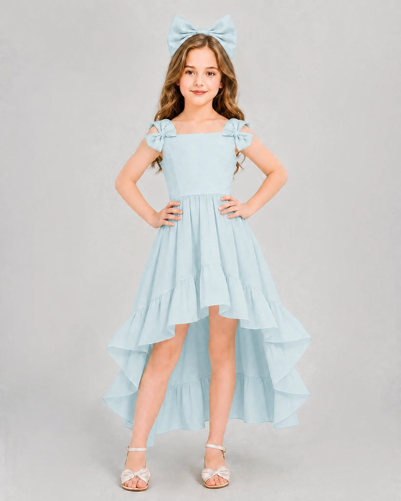 Baby Blue Chiffon A-line Girls Formal Dress Front View
