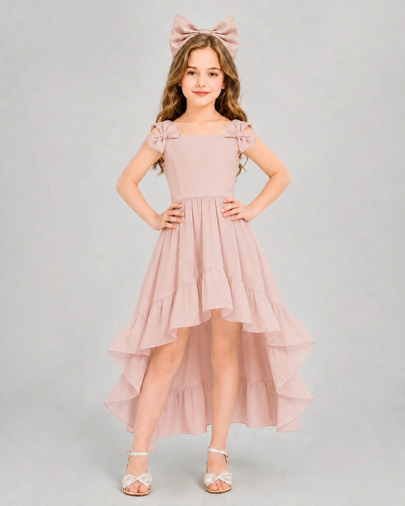 Blush Pink Chiffon A-line Girls Formal Dress Front View