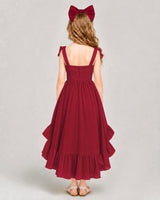 Burgundy Chiffon A-line Girls Formal Dress Back View