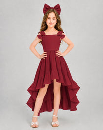 Dideyttawl Blush Pink Girls Formal Dress Spaghetti Strap High Low Chiffon Gown