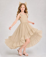 Champagne Chiffon A-line Girls Formal Dress Front View