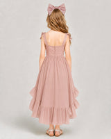 Dusty Rose Chiffon A-line Girls Formal Dress Back View