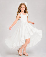 Ivory Chiffon A-line Girls Formal Dress Front View