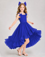 Royal Blue Chiffon A-line Girls Formal Dress Front View