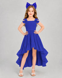 Dideyttawl Blush Pink Girls Formal Dress Spaghetti Strap High Low Chiffon Gown