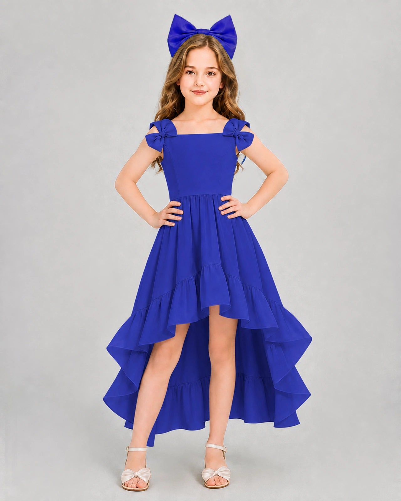 Dideyttawl Blush Pink Girls Formal Dress Spaghetti Strap High Low Chiffon Gown