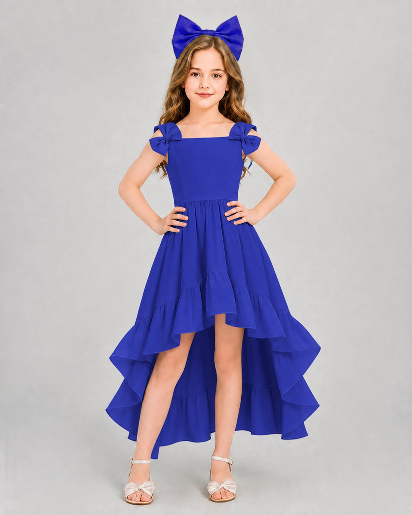 Royal Blue Chiffon A-line Girls Formal Dress Front View