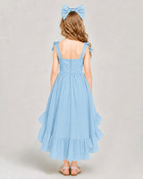 Sky Blue Chiffon A-line Girls Formal Dress Back View