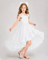 White Chiffon A-line Girls Formal Dress Front View