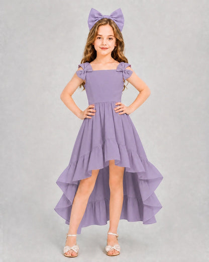 Dideyttawl Blush Pink Girl Formal Dress | Spaghetti Strap High Low Chiffon Gown