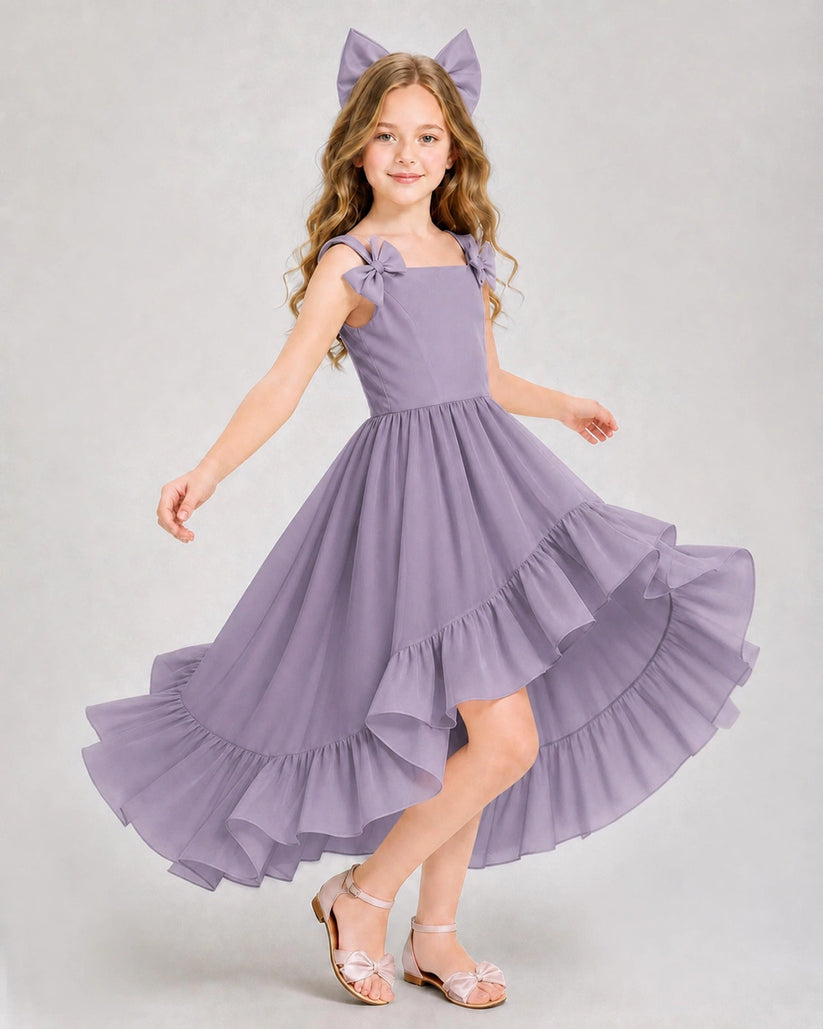 Wisteria Chiffon A-line Girls Formal Dress Front View