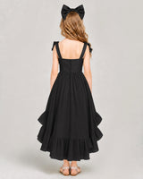 Black Chiffon A-line Girls Formal Dress Back View