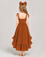 Burnt Orange Chiffon A-line Girls Formal Dress Back View
