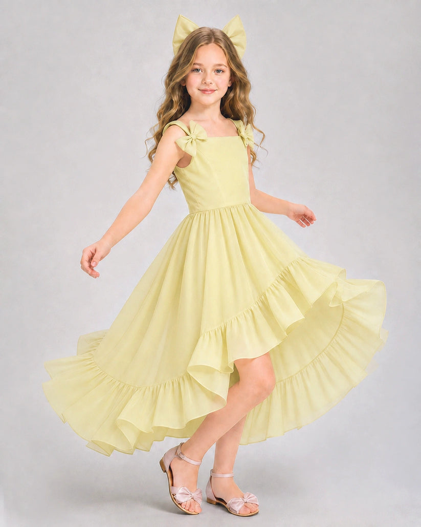 Daffodil Chiffon A-line Girls Formal Dress Front View