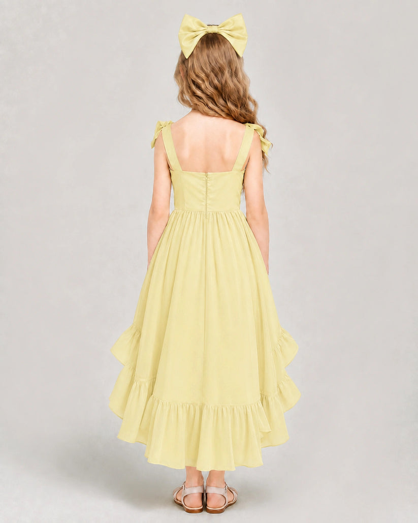 Daffodil Chiffon A-line Girls Formal Dress Back View