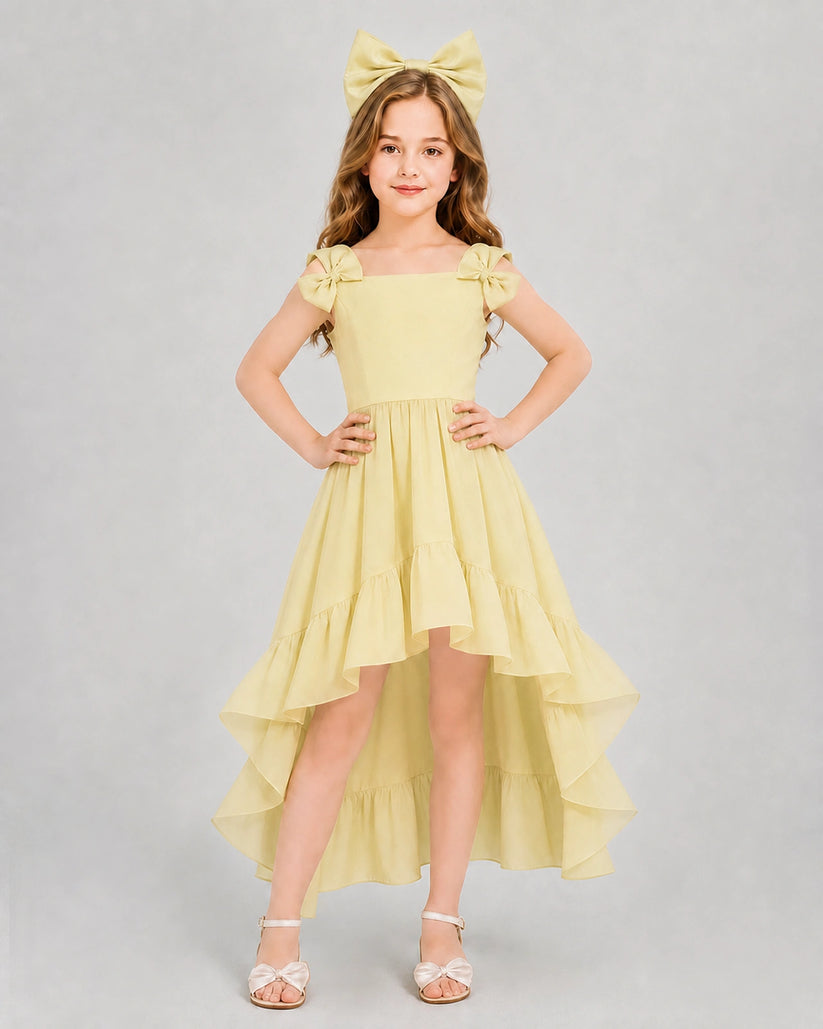 Daffodil Chiffon A-line Girls Formal Dress Front View