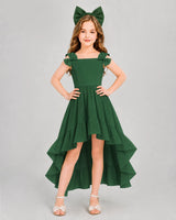 Emerald Green Chiffon A-line Girls Formal Dress Front View