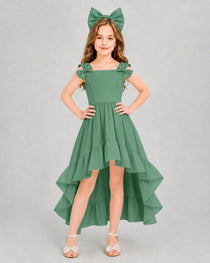 Dideyttawl Blush Pink Girls Formal Dress Spaghetti Strap High Low Chiffon Gown
