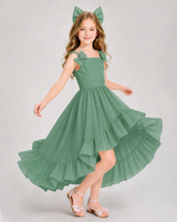 Eucalyptus Chiffon A-line Girls Formal Dress Front View