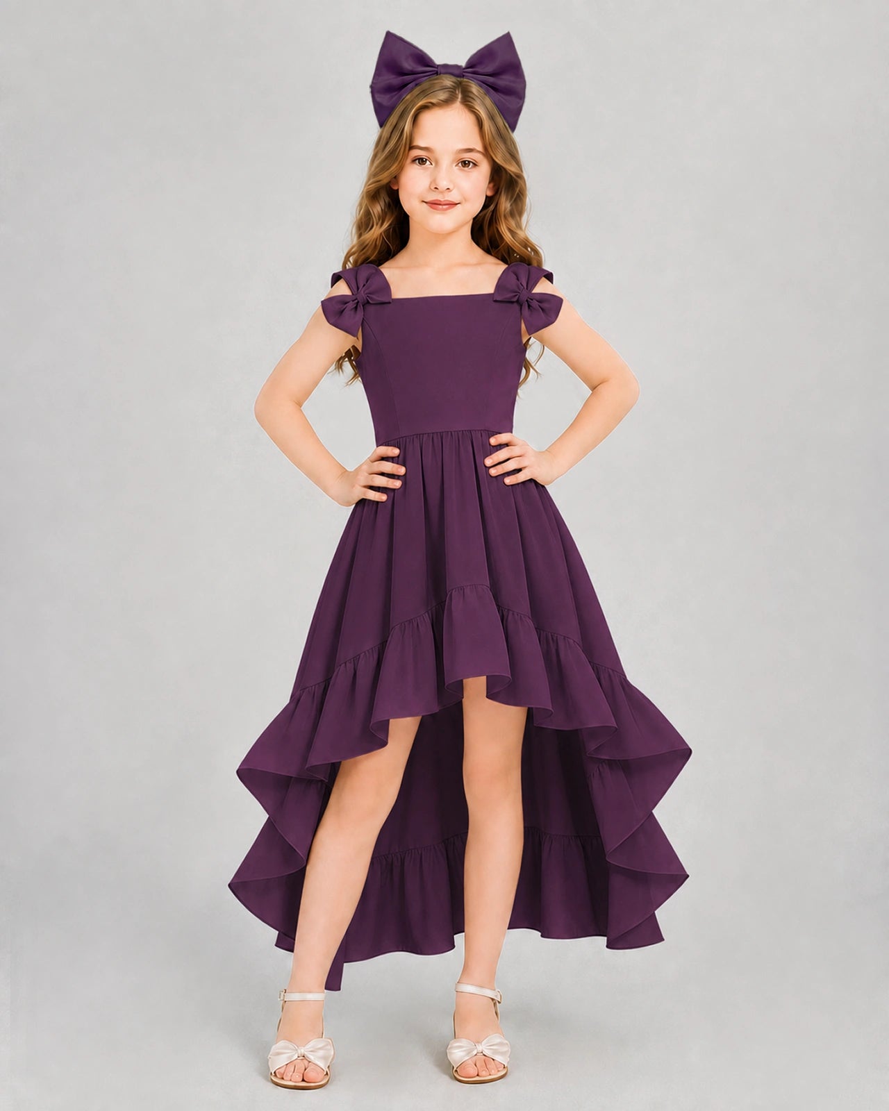 Dideyttawl Blush Pink Girl Formal Dress | Spaghetti Strap High Low Chiffon Gown