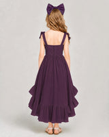 Grape Chiffon A-line Girls Formal Dress Back View