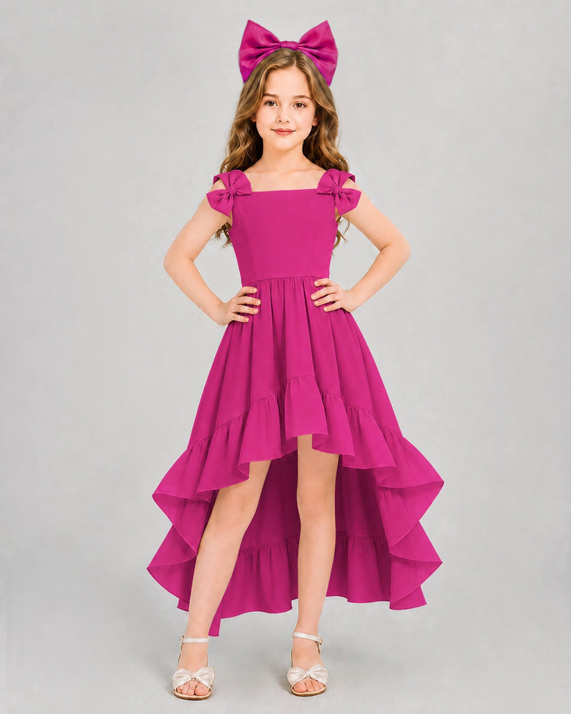 Hot Pink Chiffon A-line Girls Formal Dress Front View