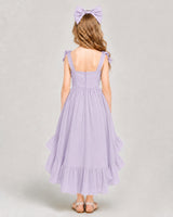 Lavender Chiffon A-line Girls Formal Dress Back View
