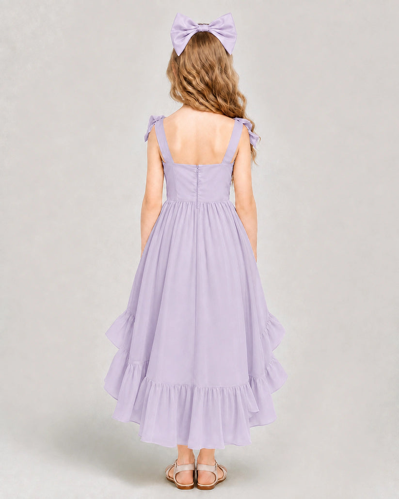Lavender Chiffon A-line Girls Formal Dress Back View