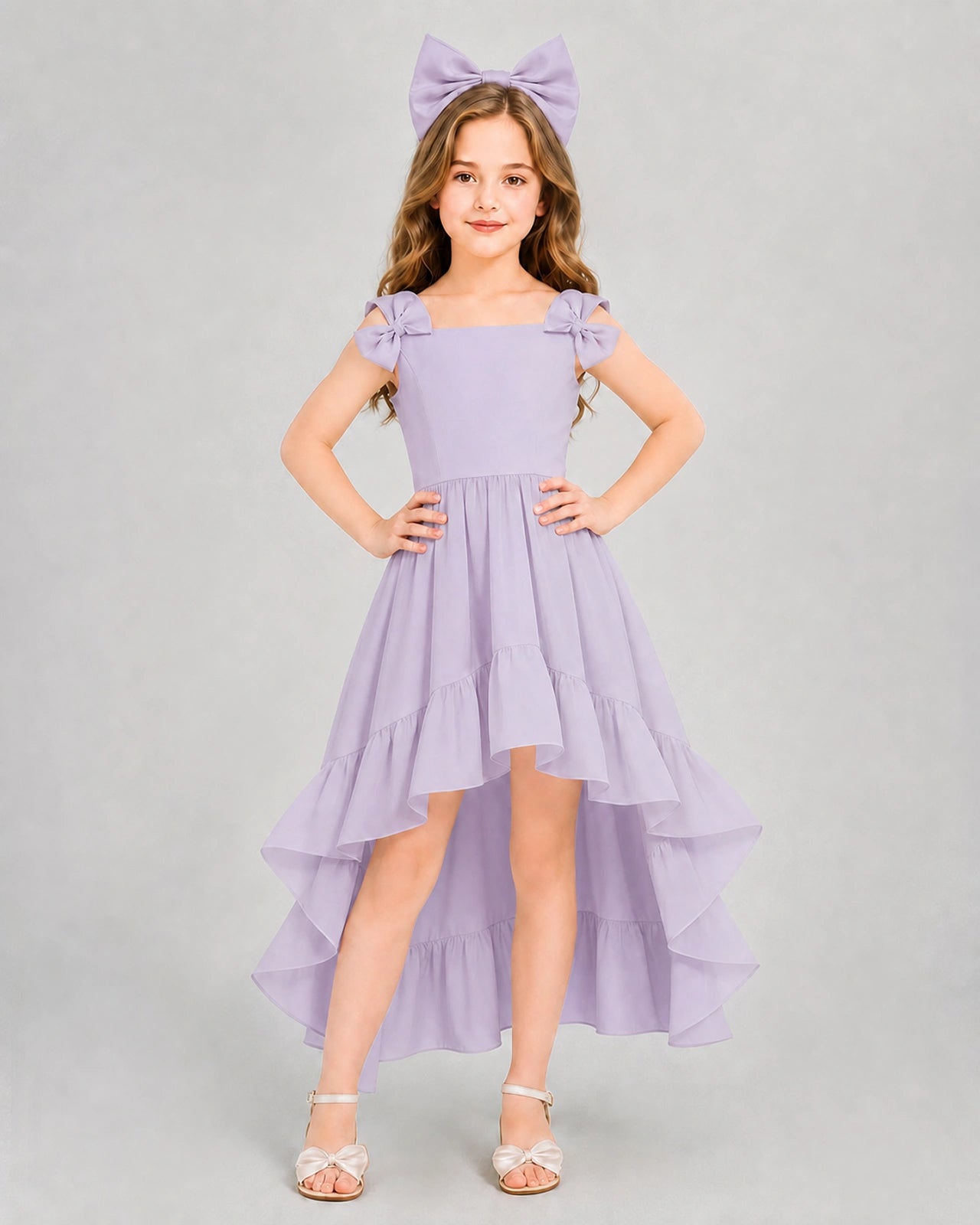 Dideyttawl Blush Pink Girl Formal Dress | Spaghetti Strap High Low Chiffon Gown