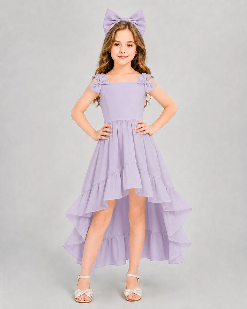 Lavender Chiffon A-line Girls Formal Dress Front View