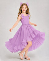 Lilac Chiffon A-line Girls Formal Dress Front View