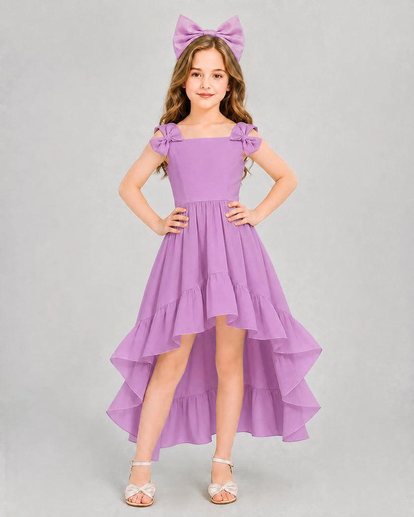Lilac Chiffon A-line Girls Formal Dress Front View