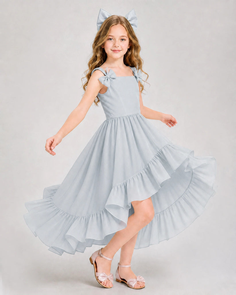 Mist Chiffon A-line Girls Formal Dress Front View
