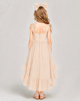 Peach Chiffon A-line Girls Formal Dress Back View
