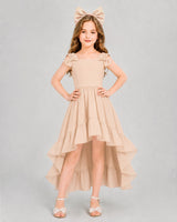 Peach Chiffon A-line Girls Formal Dress Front View