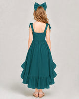 Peacock Chiffon A-line Girls Formal Dress Back View