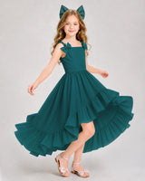 Peacock Chiffon A-line Girls Formal Dress Front View