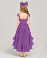 Purple Chiffon A-line Girls Formal Dress Back View