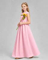 Pink Satin A-line Junior Bridesmaid Dress Side View