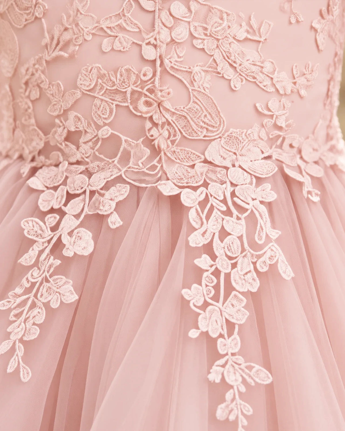 Blush Pink Tulle A-line Flower Girl Dress 