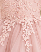 Blush Pink Tulle A-line Flower Girl Dress 