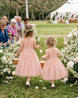 Blush Pink Tulle A-line Flower Girl Dress 