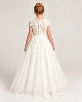 Ivory Tulle Flower Girl Dress Back Detail View