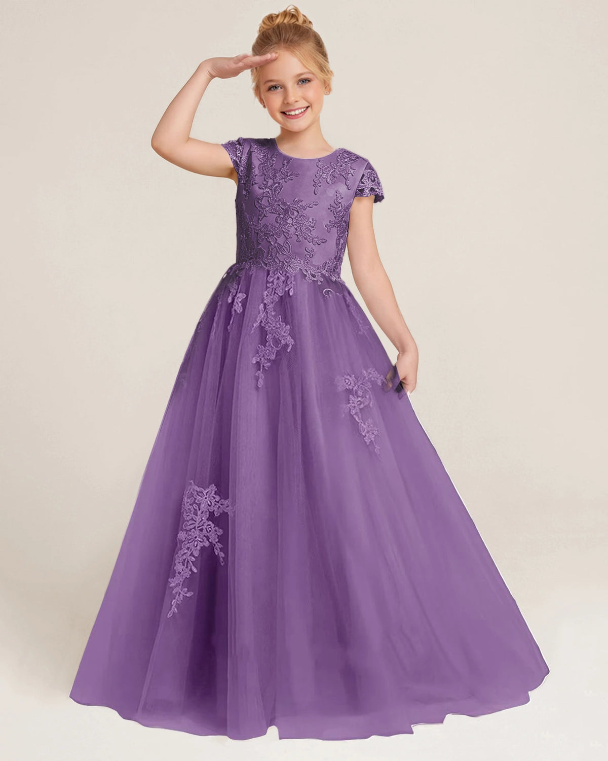 Wisteria Tulle A-line Flower Girl Dress Front View